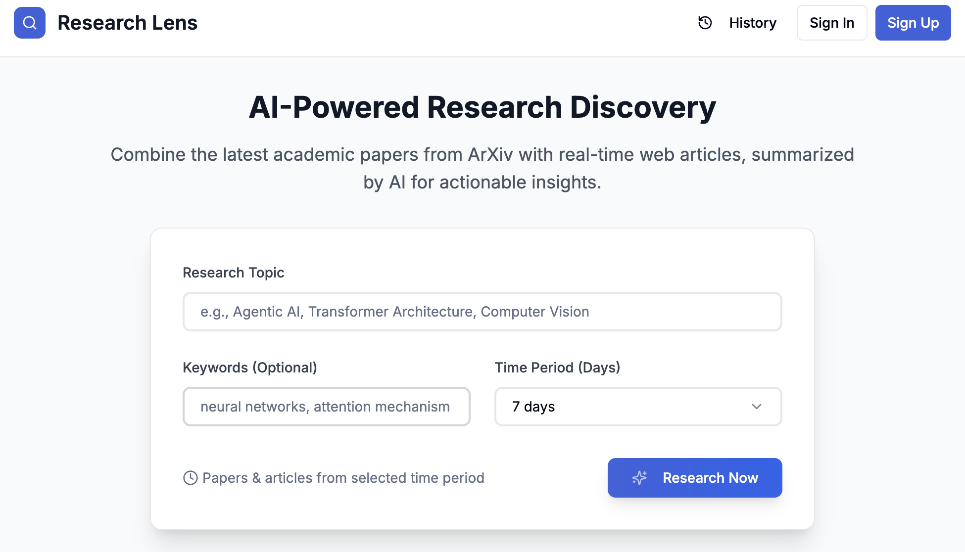 Research Lens screenshot